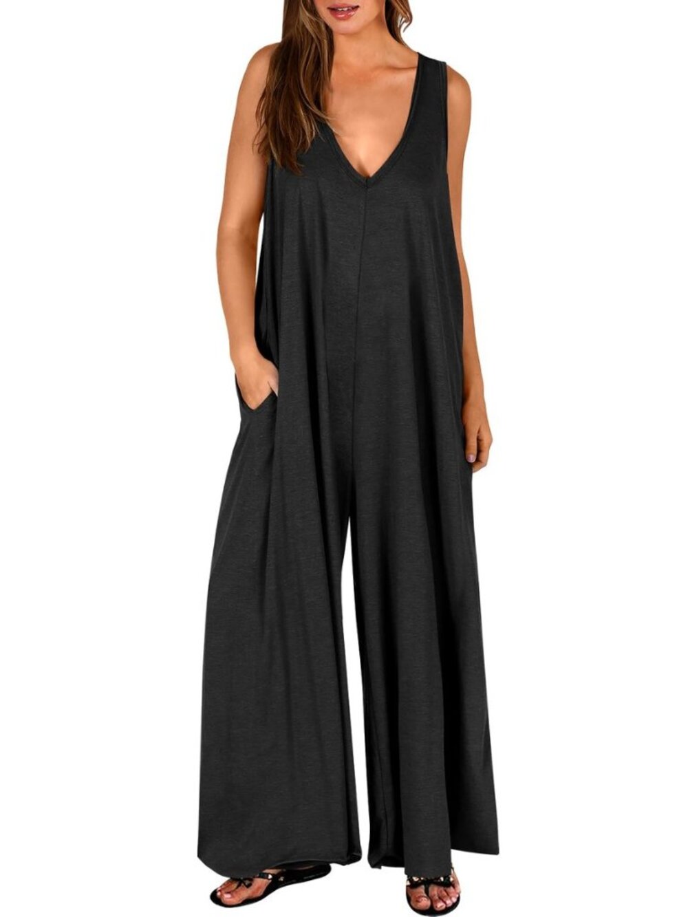 Women's Jumpsuits Summer Casual Sleeveless Wide Leg Overalls